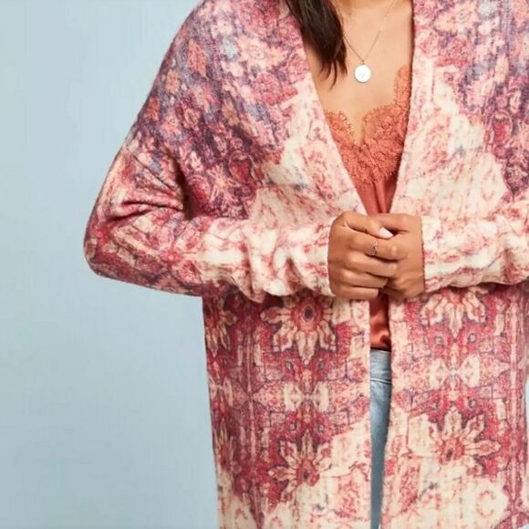 Anthropologie Akemi + Kin Laurel Canyon Cream Pink Wool Alpaca Knit Cardigan - Picture 4 of 16